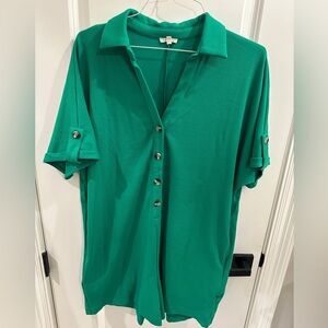 JODIFL Vibrant Green Button-Down Romper